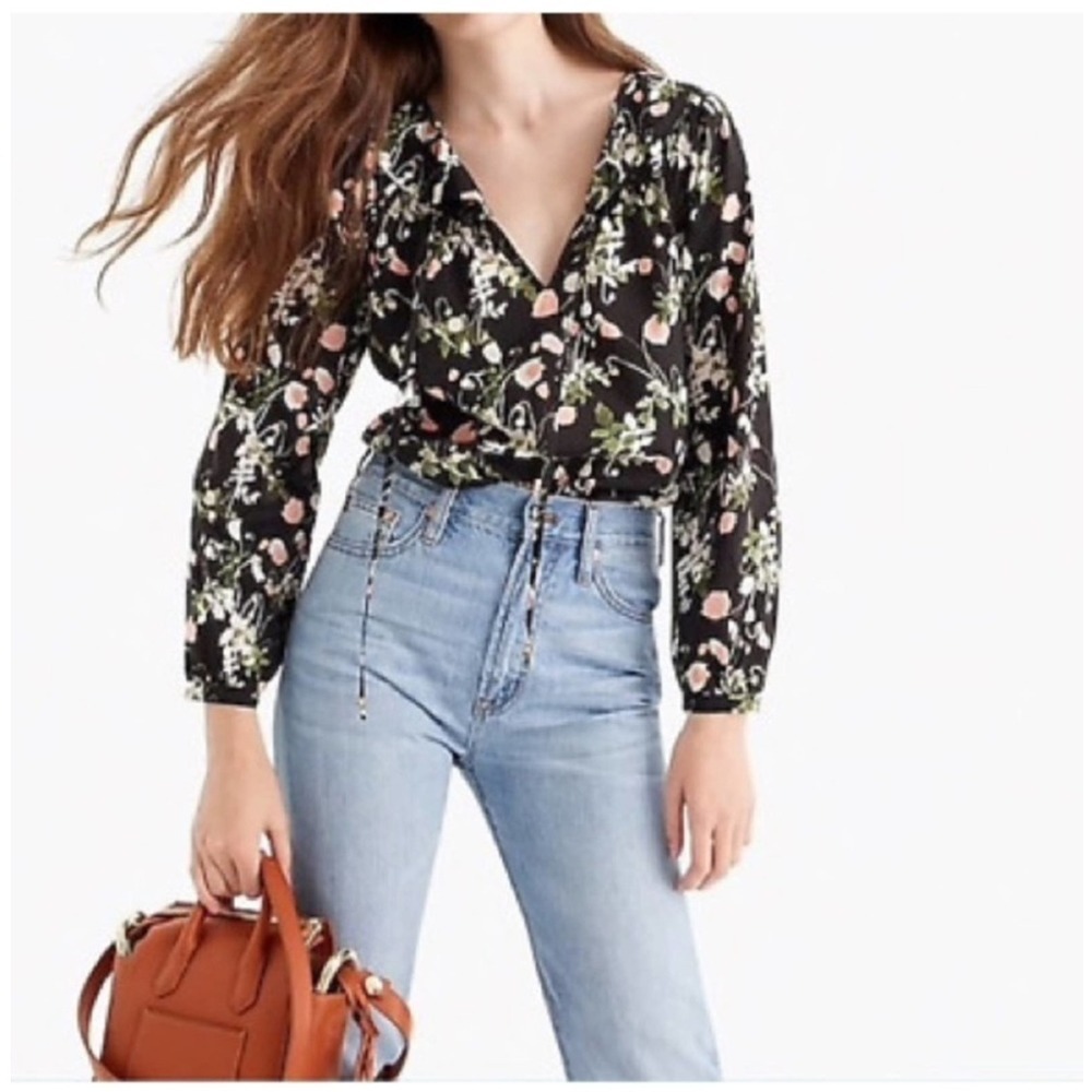 J.Crew Point Sur Peasant‎ Top Liberty Art Fabric Poppy Dream Womens Small J5745